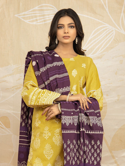 Edenrobe - EWU22V1-23685ST Unstitched Lemon Embroidered Lawn 2 Piece