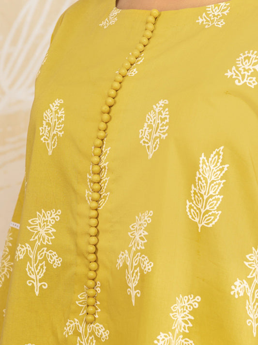 Edenrobe - EWU22V1-23685ST Unstitched Lemon Embroidered Lawn 2 Piece