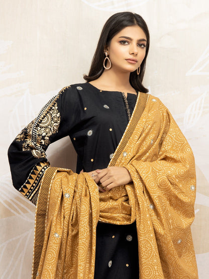 Edenrobe - EWU22V1-23688 Unstitched Black Embroidered Lawn 3 Piece