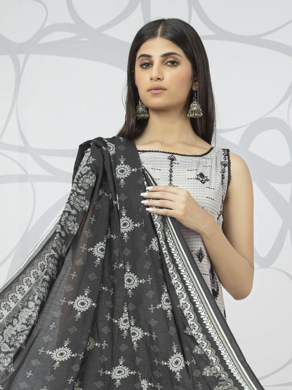Edenrobe - EWU22V1-23706S Unstitched Grey Embroidered Lawn 1 Piece