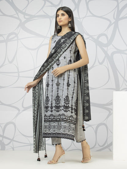 Edenrobe - EWU22V1-23706S Unstitched Grey Embroidered Lawn 1 Piece