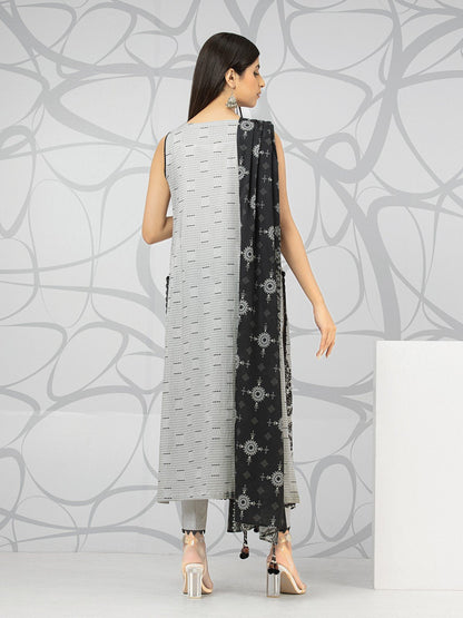Edenrobe - EWU22V1-23706ST Unstitched Grey Embroidered Lawn 2 Piece