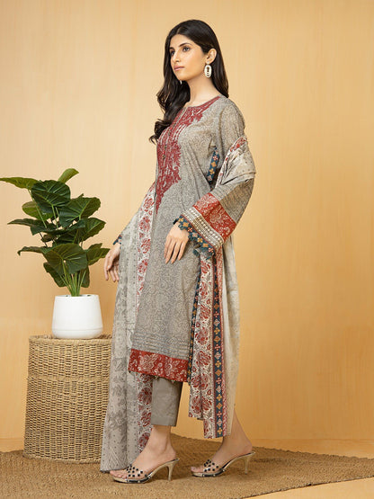 Edenrobe - EWU22V1-23712S Unstitched Grey Embroidered Lawn 1 Piece