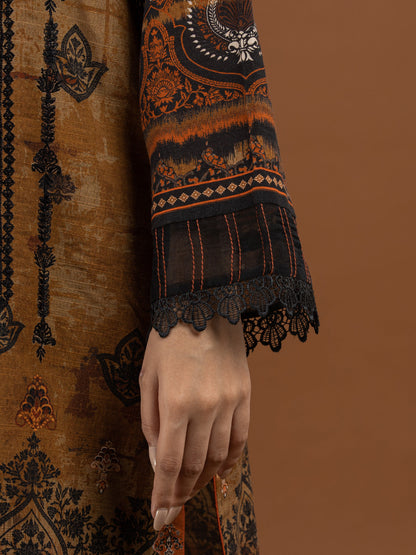 Edenrobe - EWU22V11-25027 Unstitched Brown Embroidered Khaddar 3 Piece