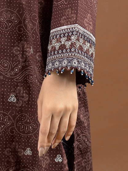 Edenrobe - EWU22V11-25038S Unstitched Brown Embroidered Khaddar 1 Piece