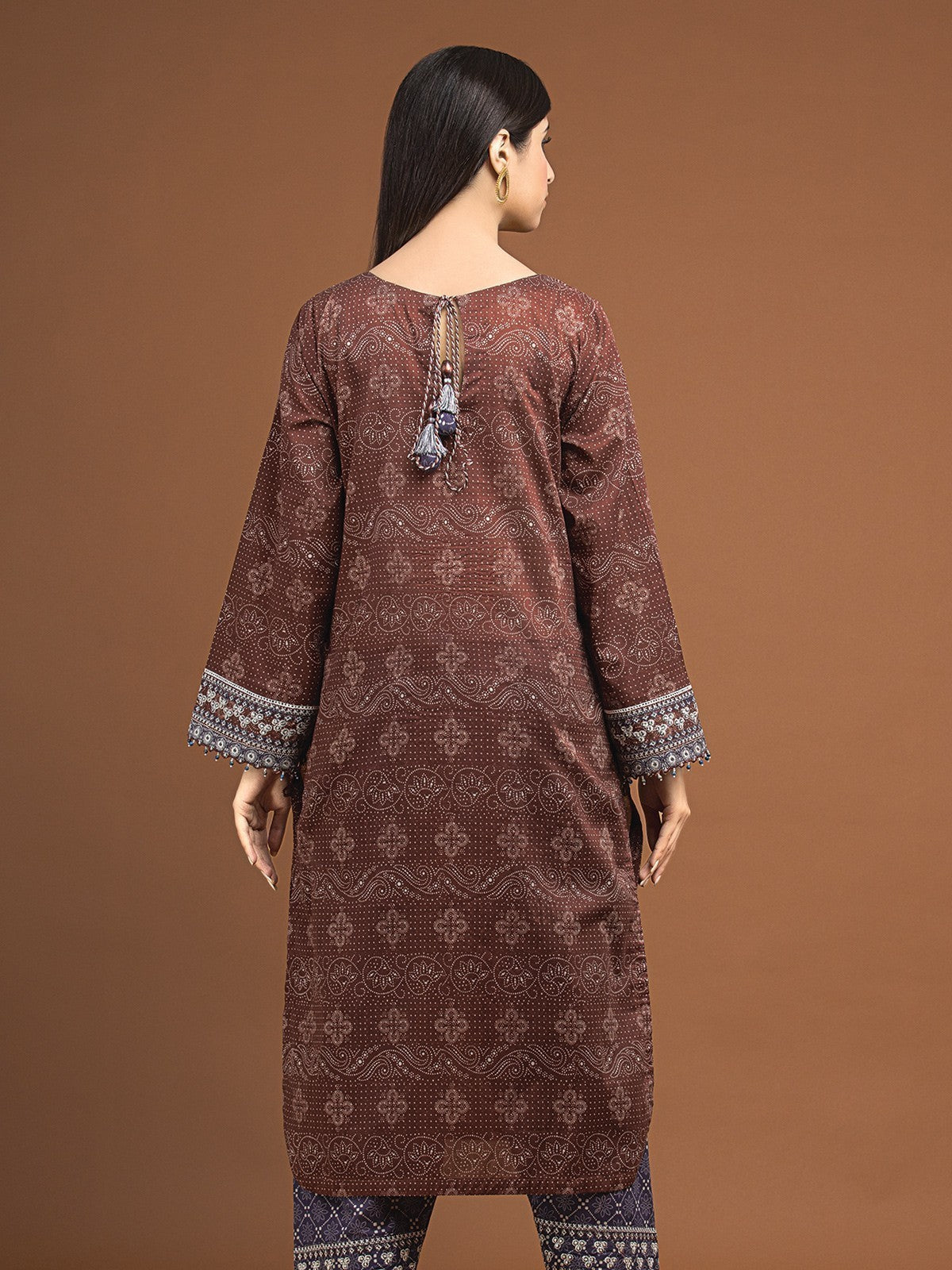 Edenrobe - EWU22V11-25038 Unstitched Brown Embroidered Khaddar 2 Piece
