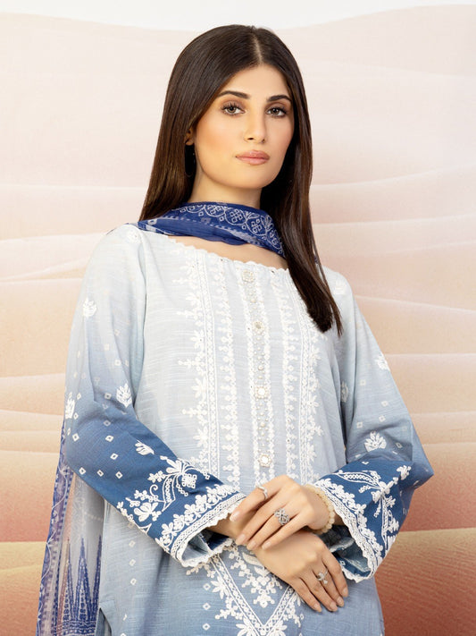 Edenrobe - EWU22V12-25007 Unstitched Blue Embroidered Khaddar 3 Piece