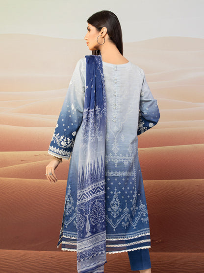 Edenrobe - EWU22V12-25007 Unstitched Blue Embroidered Khaddar 3 Piece