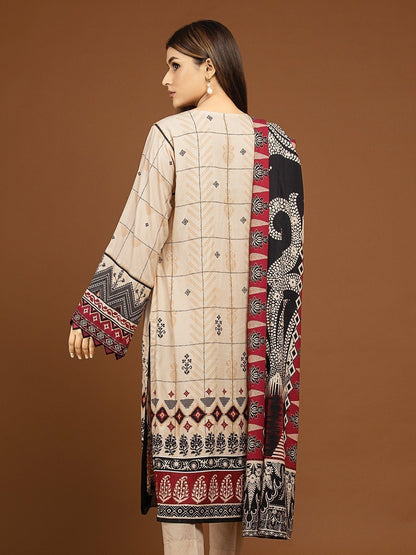 Edenrobe - EWU22V13-24045 Unstitched Light Peach Embroidered Viscose 3 Piece