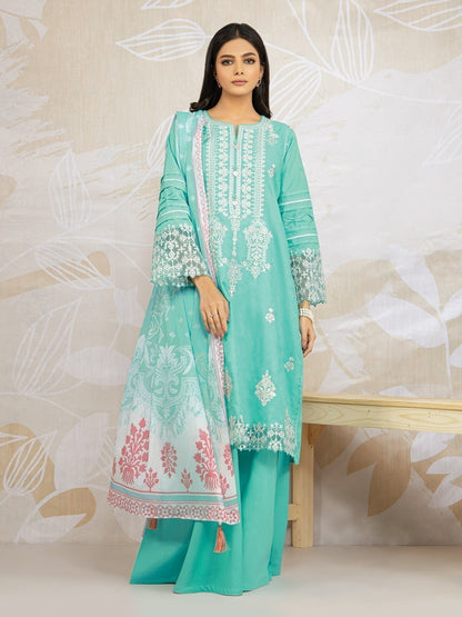 Edenrobe - EWU22V3-23660ST Unstitched Sea Green Embroidered Jacquard 2 Piece