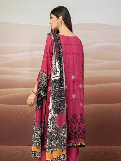 Edenrobe - EWU22V8-25002ST Unstitched Pink Embroidered Cottel 2 Piece