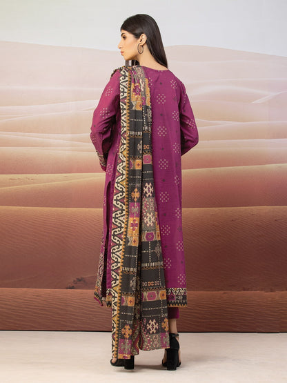 Edenrobe - EWU22V8-25004ST Unstitched Magenta Embroidered Cottel 2 Piece