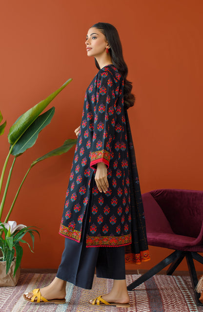 Orient - Unstitched 3 Piece Printed Khaddar Shirt , Khaddar Pant and Khaddar Dupatta