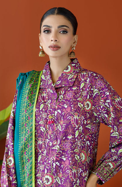 Orient - Unstitched 3 Piece Printed Khaddar Shirt , Khaddar Pant and Khaddar Dupatta