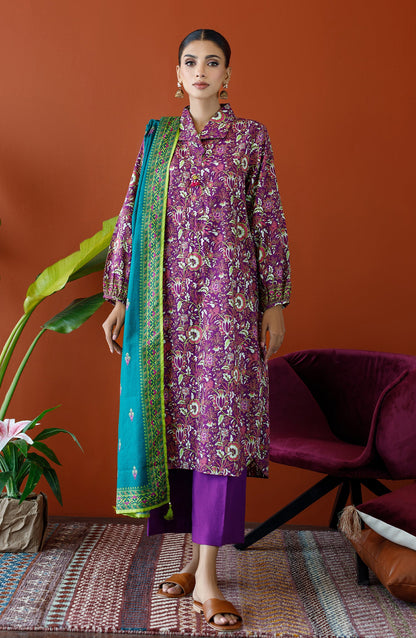 Orient - Unstitched 3 Piece Printed Khaddar Shirt , Khaddar Pant and Khaddar Dupatta
