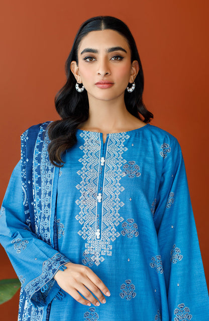Orient - Stitched 3 Piece Embroidered Khaddar Shirt , Khaddar Pant and Khaddar Dupatta