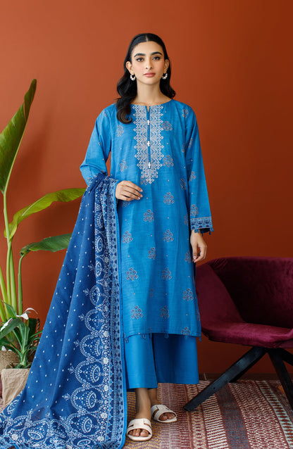 Orient - Unstitched 3 Piece Embroidered Khaddar Shirt , Khaddar Pant and Khaddar Dupatta