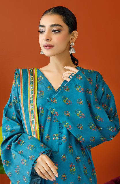 Orient - Unstitched 3 Piece Printed Cottel Shirt , Cottel Pant and Cottel Dupatta