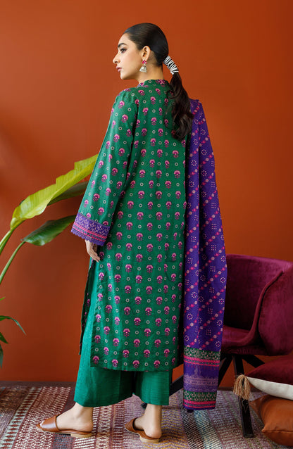 Orient - Stitched 3 Piece Printed Khaddar Shirt , Khaddar Pant and Khaddar Dupatta