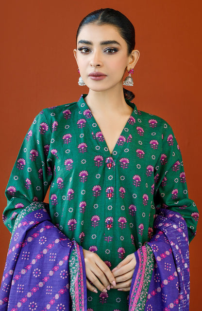 Orient - Unstitched 3 Piece Printed Khaddar Shirt , Khaddar Pant and Khaddar Dupatta