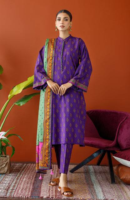 Orient - Stitched 3 Piece Printed Khaddar Shirt , Khaddar Pant and Khaddar Dupatta