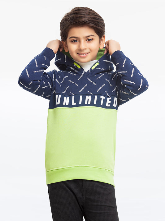Edenrobe - Boy's Navy & Green Hoodie - EBTH23-013
