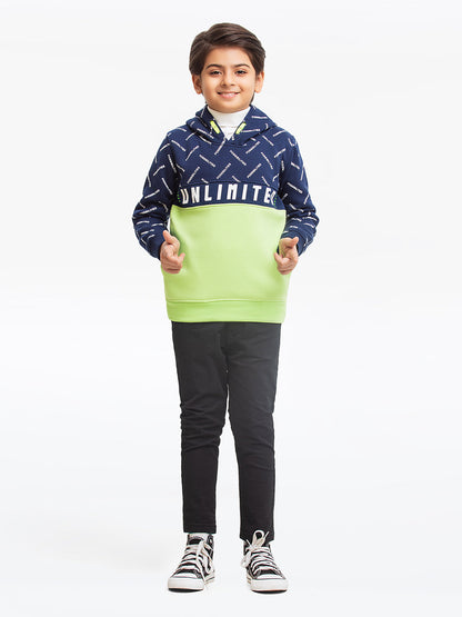 Edenrobe - Boy's Navy & Green Hoodie - EBTH23-013