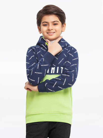 Edenrobe - Boy's Navy & Green Hoodie - EBTH23-013
