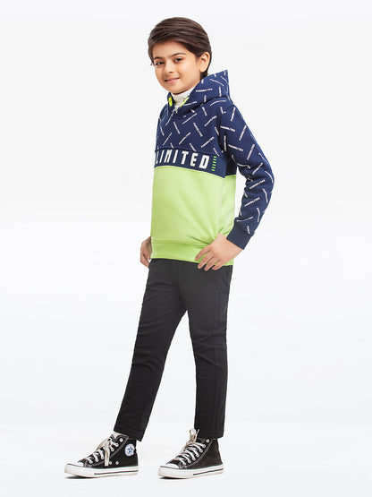 Edenrobe - Boy's Navy & Green Hoodie - EBTH23-013