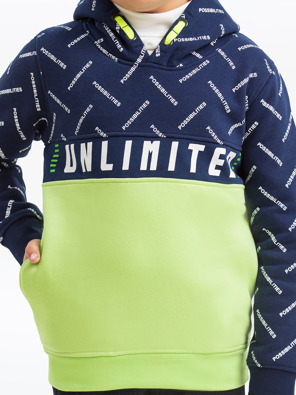 Edenrobe - Boy's Navy & Green Hoodie - EBTH23-013