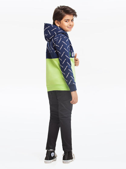 Edenrobe - Boy's Navy & Green Hoodie - EBTH23-013