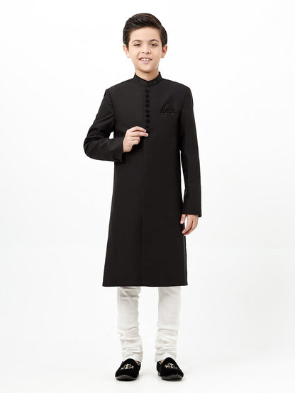 Edenrobe - Boy's Black Sherwani - EBTS23-34030