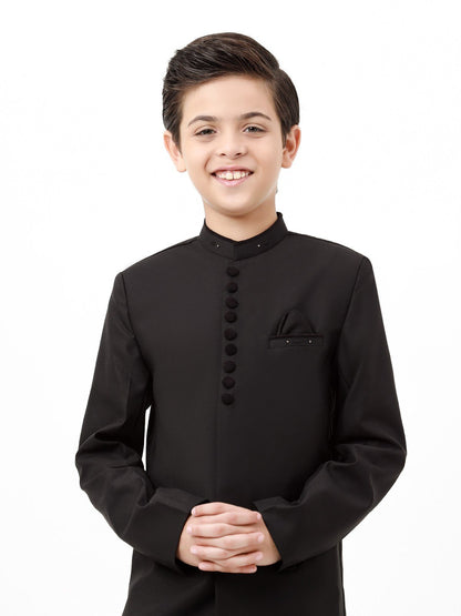 Edenrobe - Boy's Black Sherwani - EBTS23-34030