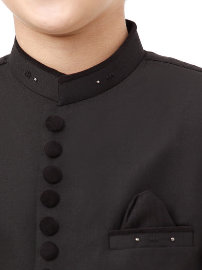 Edenrobe - Boy's Black Sherwani - EBTS23-34030