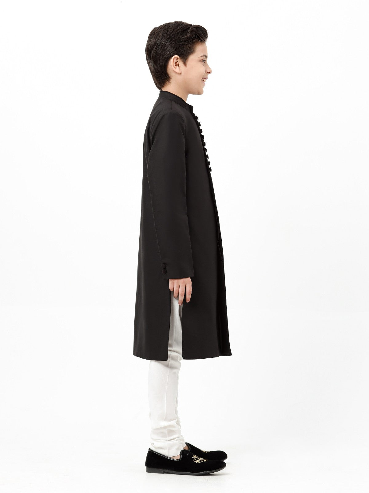 Edenrobe - Boy's Black Sherwani - EBTS23-34030