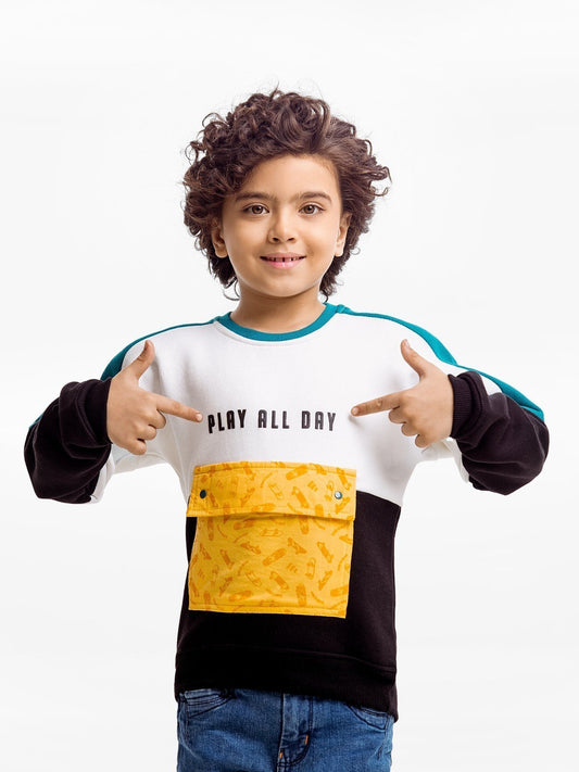 Edenrobe - Boy's White & Black Sweatshirt - EBTSS23-001