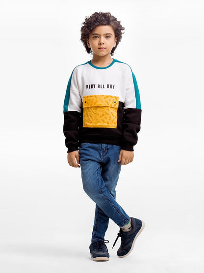 Edenrobe - Boy's White & Black Sweatshirt - EBTSS23-001