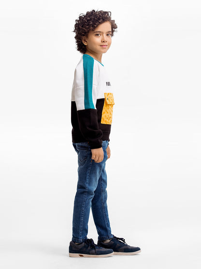 Edenrobe - Boy's White & Black Sweatshirt - EBTSS23-001