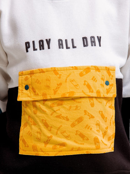 Edenrobe - Boy's White & Black Sweatshirt - EBTSS23-001