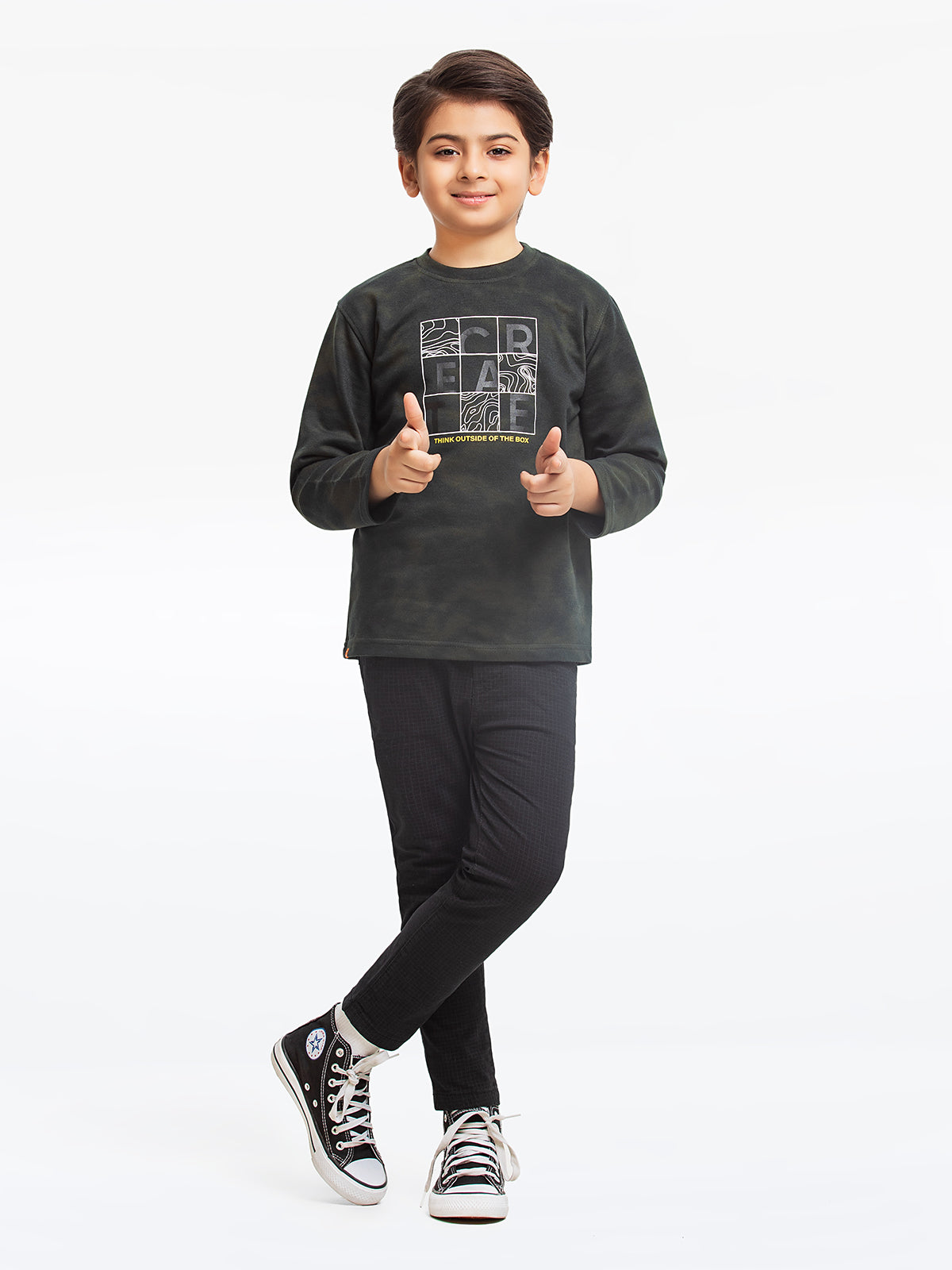Edenrobe - Boy's Dark Green Sweatshirt - EBTSS23-005