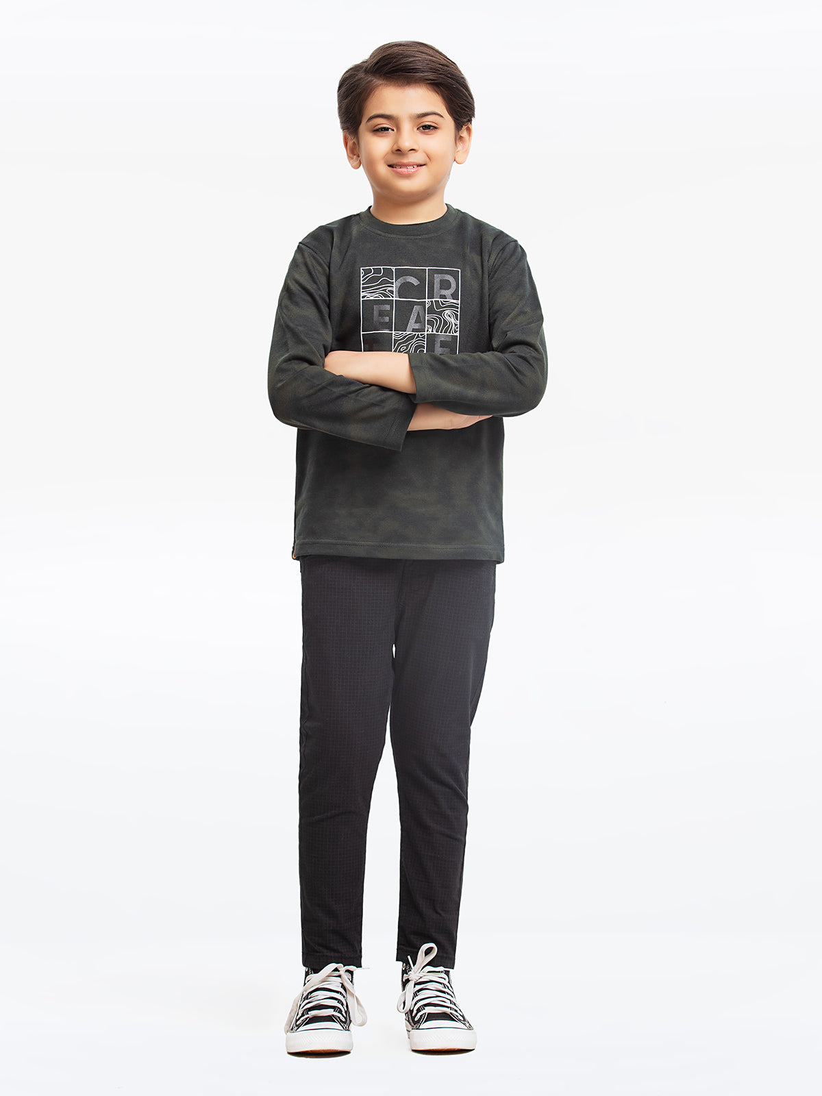 Edenrobe - Boy's Dark Green Sweatshirt - EBTSS23-005