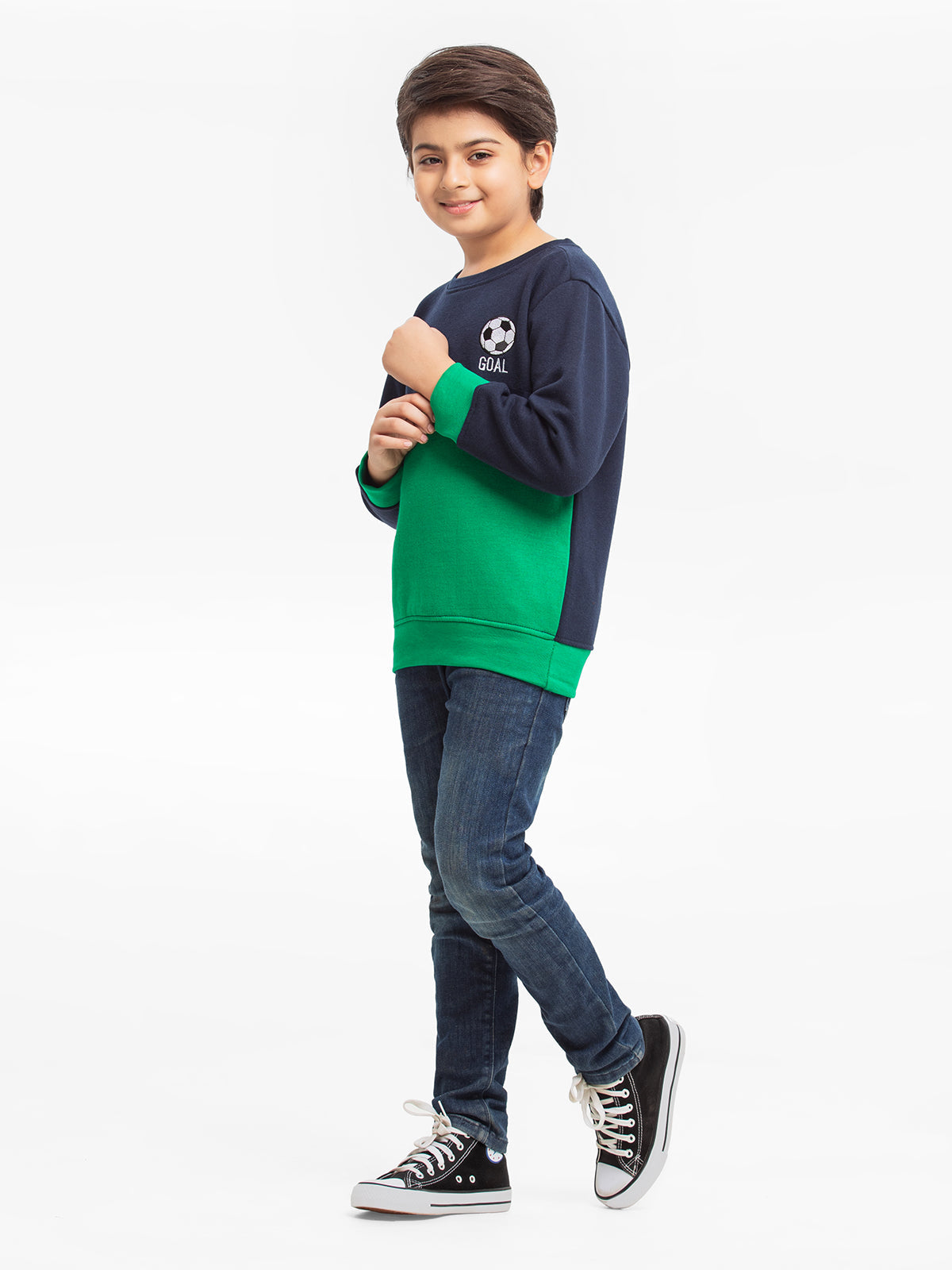 Edenrobe - Boy's Navy & Green Sweatshirt - EBTSS23-011