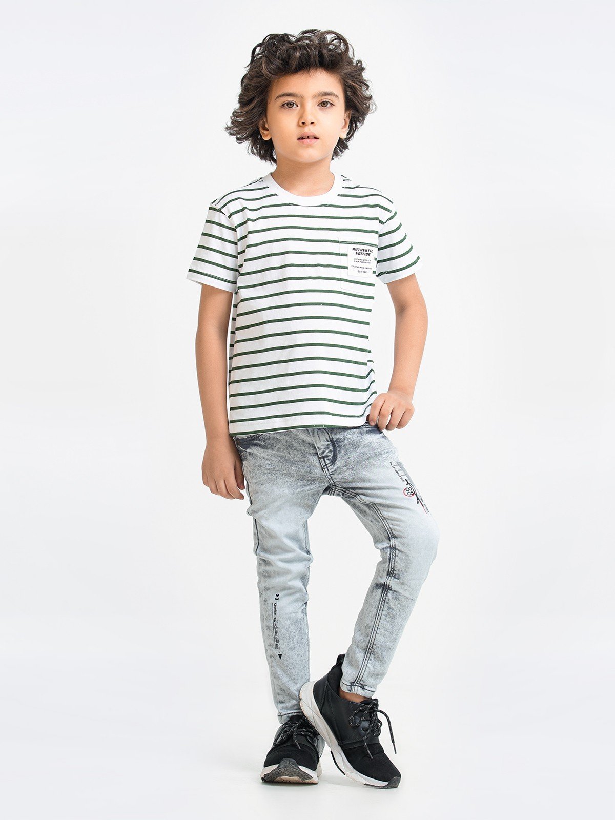 Edenrobe - Boy's White & Green T-Shirt - EBTTS23-018
