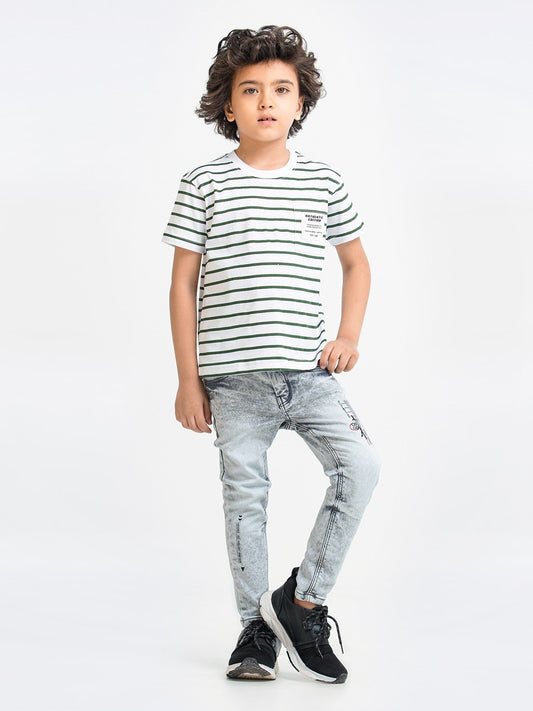 Edenrobe - Boy's White & Green T-Shirt - EBTTS23-018