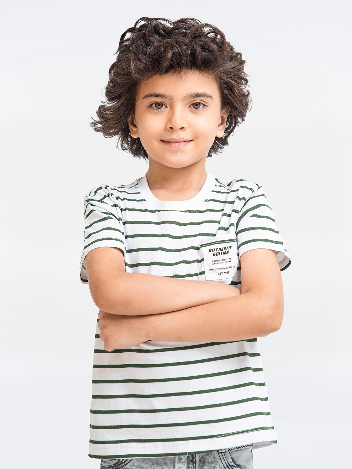 Edenrobe - Boy's White & Green T-Shirt - EBTTS23-018