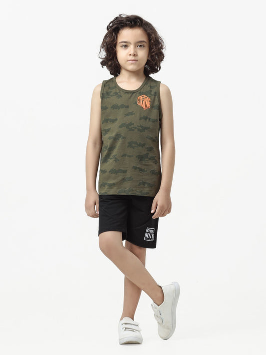 Edenrobe - Boy's Dark Olive Tank Top - EBTT23-020