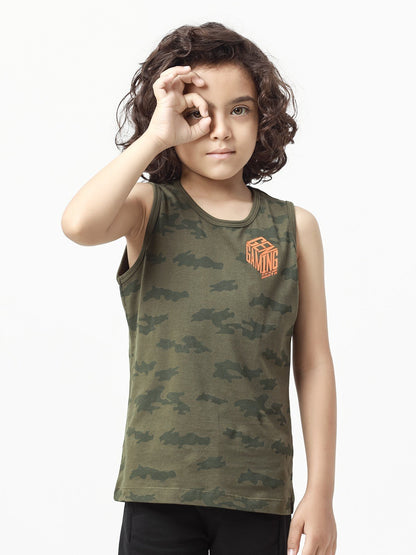 Edenrobe - Boy's Dark Olive Tank Top - EBTT23-020