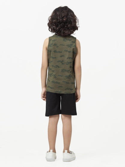 Edenrobe - Boy's Dark Olive Tank Top - EBTT23-020
