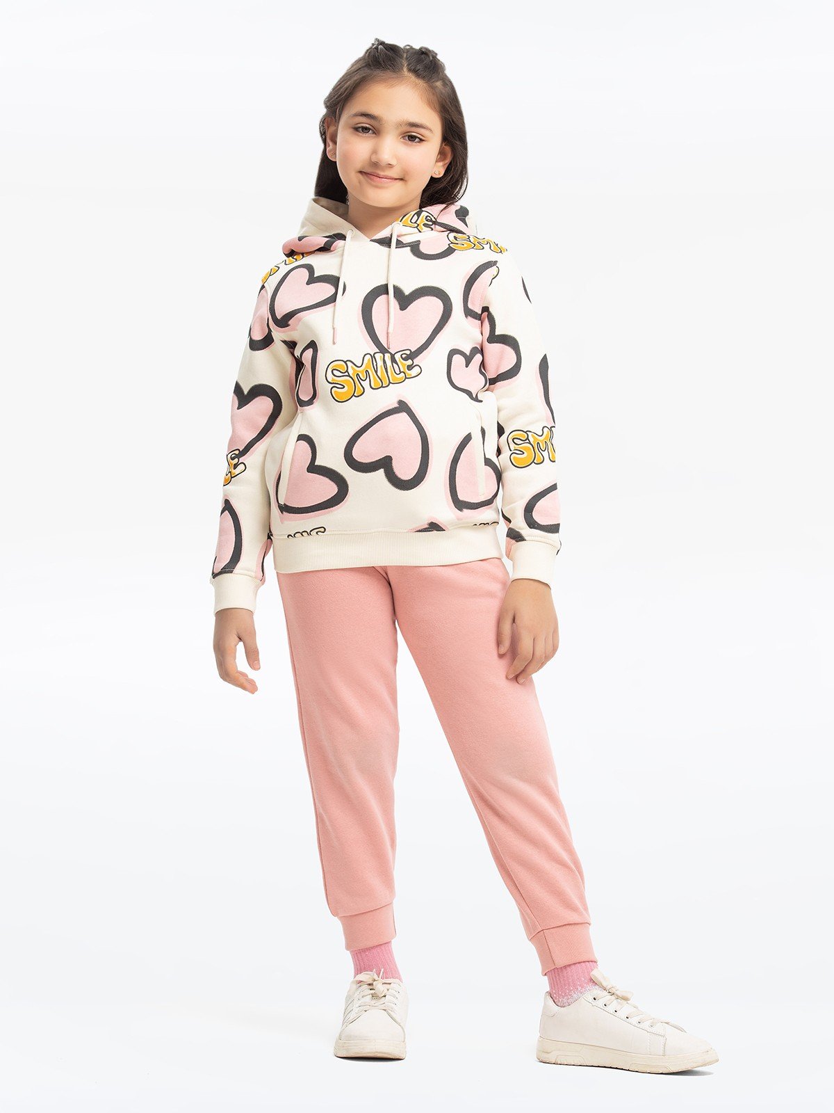 Edenrobe - Girl's Cream Hoodie - EGTH23-010