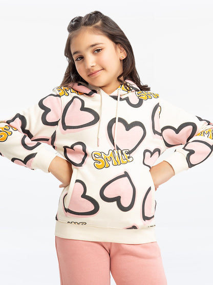 Edenrobe - Girl's Cream Hoodie - EGTH23-010